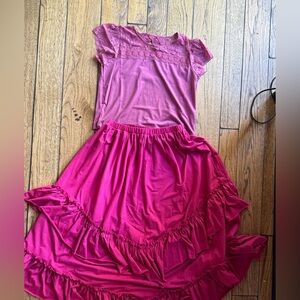 Joyfolie Fuchsia Girls Ruffle Skirt and Shirt